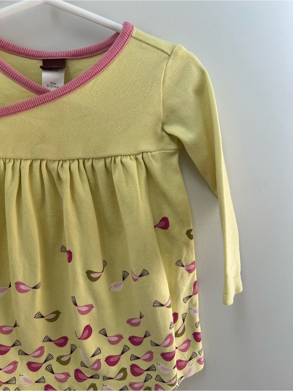 Tea Collection Yellow and Pink Long-Sleeve Bird Print Dress
